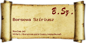 Borsova Szíriusz névjegykártya